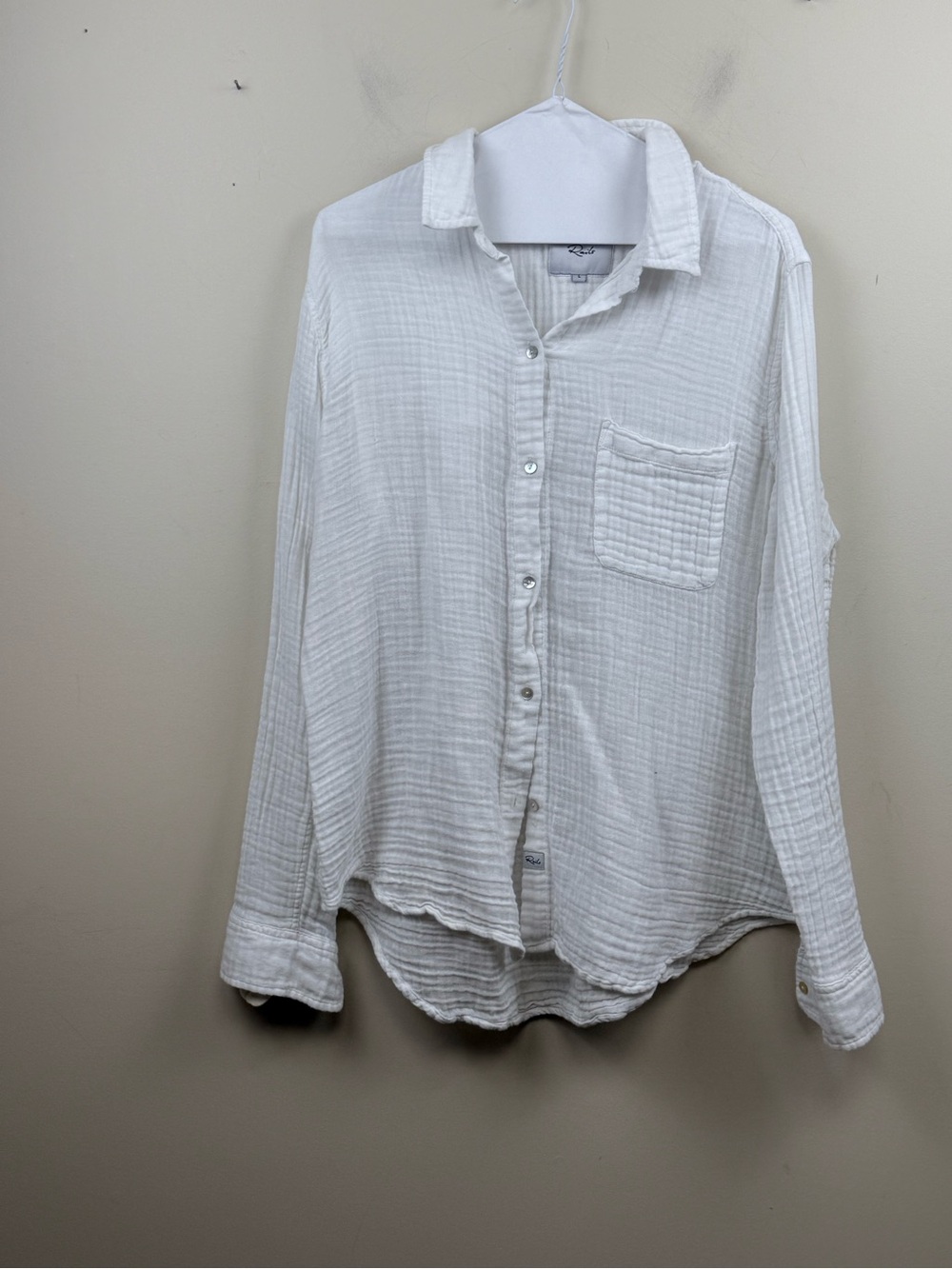 Rails white cotton seersucker blouse large